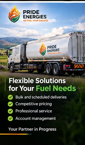 Pride Energies tanker with a list of delivery options